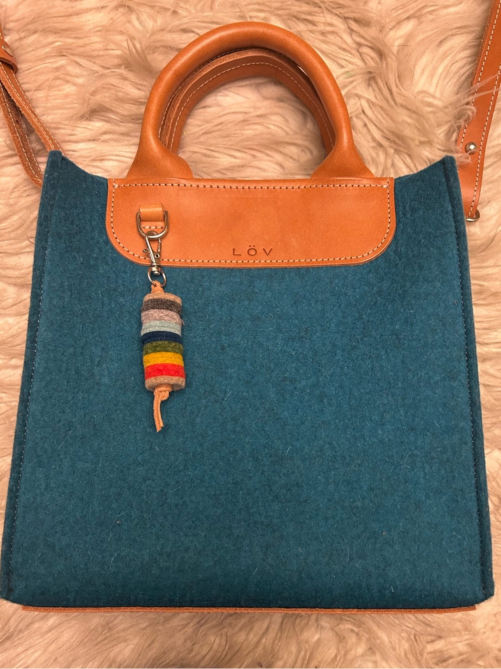 HEJ LÖV ‘Lovi’ Latigo Leather Merino Wool Crossbody Bag